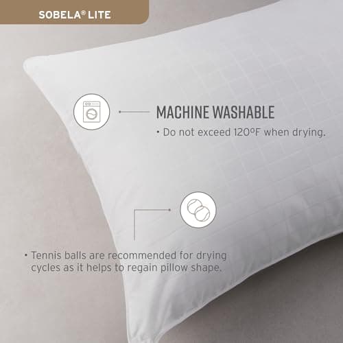 Sobel Westex: Sobella Lite Thin, Low Loft, Slim Bed Pillow for Sleeping | Side Sleeper for Adults | 300TC 100% Cotton Case | Soft, Machine Washable, Hotel Quality Pillows (Queen Slim) 5