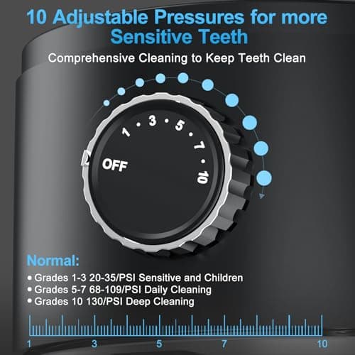 INSMART Water Flosser, Rechargeable and Portable for Teeth, Braces, 10 Pressure Levels, 8 Water Jet Tips and 600ML Large Water Tank Oral Irrigator for Family (Black) 6