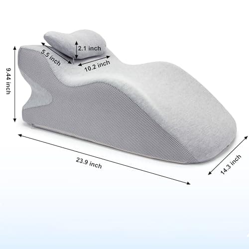 Generic Adult Ergonomic Memory Foam Bed Triangle Wedge Pillow Headboard for Sitting up Back Neck Pain Relief with Face Down Massage Prone Pillow Function for Reading, with Washable Cover (Grey) 7