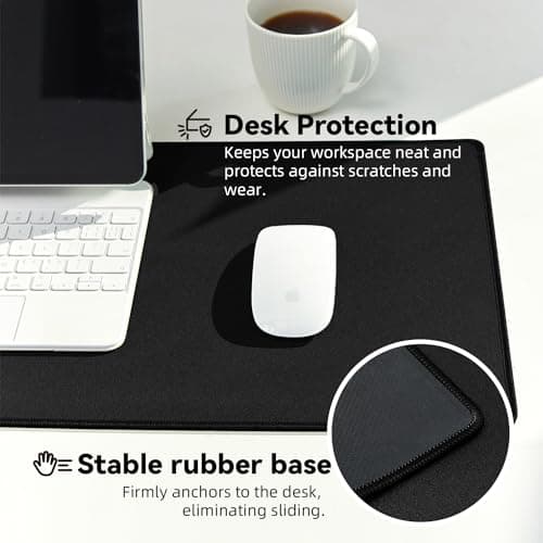 Reniteco Large Gaming Mouse Pad with Durable Stitched Edges, Non-Slip Rubber Base, Big Computer Keyboard Mouse Mat Desk Pad for Home Office Gaming Work, 31.5''x11.8''x0.12'', Black 5