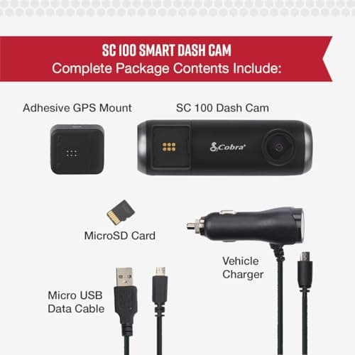 Cobra Smart Dash Cam (SC 100) - Full HD 1080P Resolution, Built-in WiFi & GPS, 140 Degree View, Live Police Alerts, Incident Reports, Emergency Mayday, Drive Smarter App, 8GB SD Card Incl., black 6