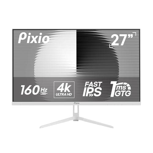 Pixio PX27U Wave White 27 inch 160Hz Refresh Rate 4K 3840x2160p Resolution Fast IPS Panel 1ms GTG Response Time Black Tilt Adjustable Gaming Monitor with Adaptive Sync