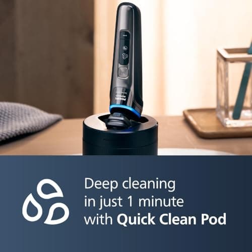 Philips Norelco Shaver Series 9000, Wet and Dry Electric Shaver, with Lift & Cut Shaving System and SenseIQ Technology, Pop-up Trimmer, Cleaning Pod, Charging Stand and Travel Case, Model S9987/85 7