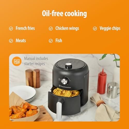 Toastmaster 2.6 Quart Air Fryer - Instant Air Fryer with 2.46 Liter Capacity - Kitchen Appliance for Healthy Cooking - Compact Appliance with Slide-Out Basket - Oil-Free Kitchen Gadget 5