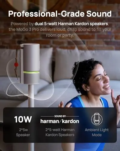 XGIMI MoGo 3 Pro NEW Portable Projector, Google TV with Licensed Netflix, Build-in Adjustable Stand, Mini Projector Supports Power Banks, 450 ISO Lumens, ISA 2.0, 2 x 5W Harman Kardon 5