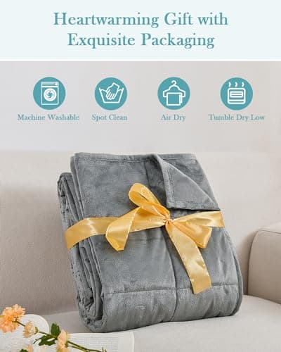 Topblan Weighted Blanket Twin Size 15lbs, Adult Weighted Blankets with Soft Warm Fabric for Sleeping and Calming, Adult Heavy Blanket for Sofa Bed, Grey, 48 x 72 inches 6