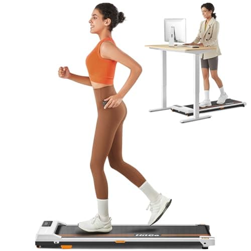 HitGo Small Walking Pad Under Desk Treadmill for Home & Office, Portable Slim Walk Pad with Remote Control & APP, Quiet Electric Treadmill for Women (4.0 MPH Max),White