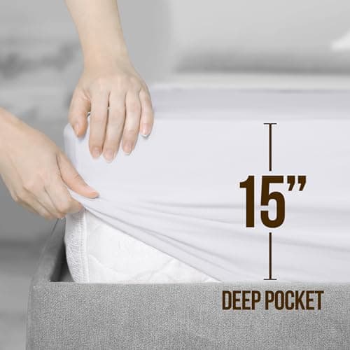 CBE Queen White Fitted Sheet - Bottom Sheet - 1 Fitted Sheet Only - Soft Microfiber - Deep Pocket - Shrinkage and Fade Resistant - Durable and Long Lasting - Easy Care 8