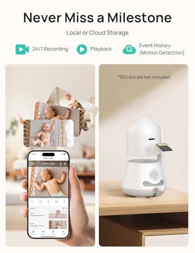 Dr.Care LumiView Smart WiFi Baby Monitor with 2 Cameras - 5" 1080P FHD & 2K Camera App Control, Privacy Mode, 5000mAh Removable Battery, Cry & Motion Alerts, HD Night Vision, Multi-User,1279ft Rang 9