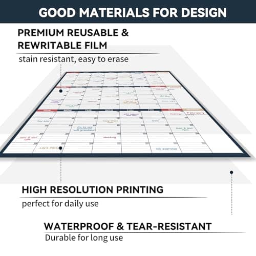 Dry Erase Calendar for Wall - Undated 3 Month Wall Calendar, 28" x 40"(Vertical), Large Wall Calendar Dry Erase for Office, Home, School 6