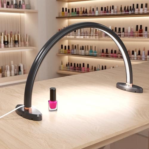 welltell Small Half Moon Light for Nail Desk Moon Light Nail Tech Half Moon lamp Color Temperature 3500K-6500K USB Powered for Personal DIY Manicure Handicraft Lighting (16in-Black)