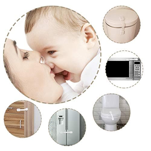 Goodv Child Safety Cabinet Locks - (10 Pack) Baby Proofing Latches to Drawer Door Fridge Oven Toilet Seat Kitchen Cupboard Appliance Trash Can with 3M Adhesive - Adjustable Strap No Drill No Tool 9
