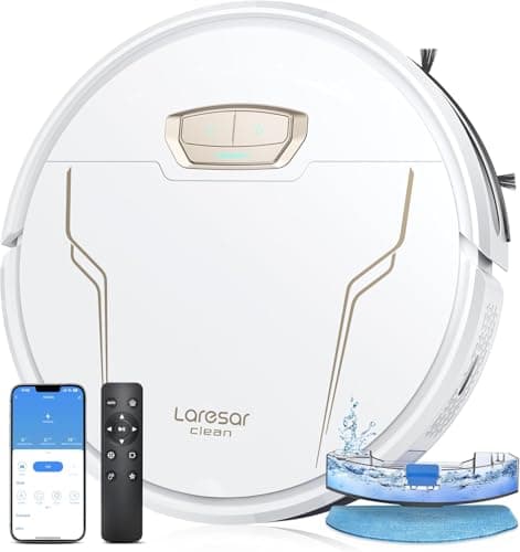 Laresar Clean Robot Vacuum and Mop 4000Pa Suction,3 in1 Robot Vacuum with Self-Charging,App&Remote&Voice Control,Robot Vacuum Cleaner for Pet Hair,Carpet,Hard Floor(White)