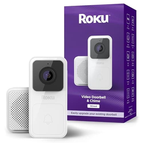 Roku Smart Home Wired Video Doorbell & Chime - 1080p HD Night Vision Ultrawide View Doorbell Camera with Motion & Sound Detection, 2-Way Audio & Compatible with Alexa & Google (Renewed)