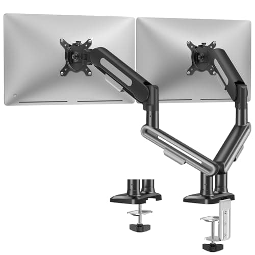 MOUNTUP Dual Monitor Mount Holds 4.4-26.5lbs, Heavy Duty Monitors Arm for 39 37 34 32 27inch,Double Monitor Stand for 2 Monitor, Height Adjustable Monitors Desk Mount with C-Clamp&Grommet Base