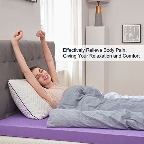 SINWEEK 4 Inch Gel Memory Foam Mattress Topper Ventilated Soft Pressure Relieve Mattress Pad, Breathable Bed Topper, CertiPUR-US Certified, Queen Size 7