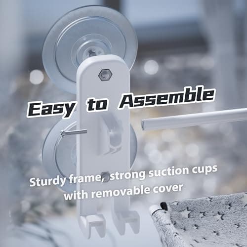 Cordless Cat Window Perch for Large Cats, Glow in The Dark Cat Window Hammock with Hook Design, Easy to Assemble, Foldable Window Seat for Cats Inside, Gray L 6