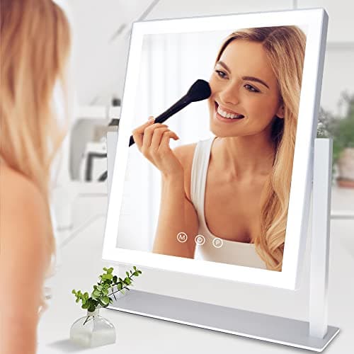 SLIMOON Hollywood Vanity Mirror with Lights, Lighted Makeup Mirror with Detachable 10X Magnification Mirror, 1200mAh Rechargeable Makeup Mirror with Lights, Touch Control 7