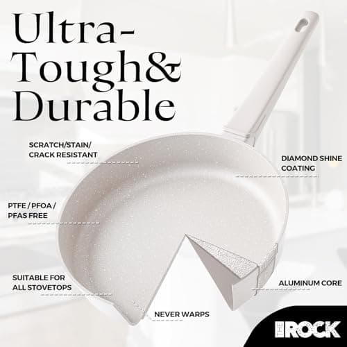 THE ROCK SOHO Ceramic Nonstick Saucepan with Lid, 1.9 Quart Non Toxic Small Pot with PPG Fusion Pro Coating–Nothing Sticks, Never Warps, Lasts Longer, Induction Compatible, PTFE, PFOA&PFAS Free, Cream 6