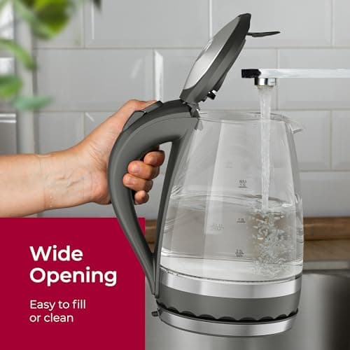 MuellerLiving Glass Kettle 1.5L 1500W LED Light Electric Tea Kettle Automatic Shut-Off with SpeedBoil Tech and Boil-Dry Protection 7