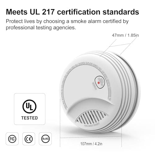 Fire Alarms Smoke Detectors, Photoelectric Sensor Smoke Alarm Battery Operated, Fire Alarm with Test Button & Low Battery Signal, LED Warning Light 85 dB Alarm Sound for Bedroom and Home, 1 Pack 2
