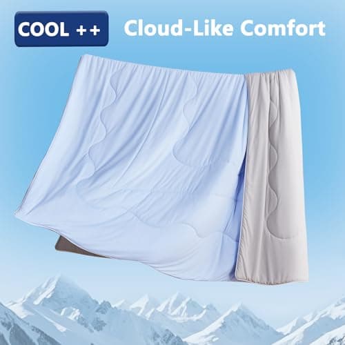 Vielit Cooling Comforter Queen Size for Hot Sleepers and Night Sweats, Luxury Lightweight Summer Comforter, Soft Double Sided Breathable Cooling Blankets,Q-Max>0.425,Machinewashable,90x90,Grey Blue 5