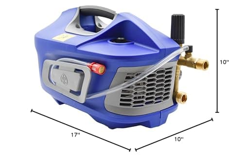 AR Blue Clean Pro, AR613 Pressure Washer, 1900PSI, 2.2GPM,18AMP. Built-in Suction System, Induction Motor, Pressure Gauge & Unloader, Total Stop System, Metal Lance, Adjustable Nozzle, 25' Hose. 47lbs 7