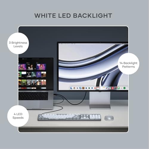 Satechi SM3 Mechanical Keyboard for Mac and Windows, 108 Keys Full Size with White LED Backlit, Wired and Bluetooth for Mac and Windows - Light Gray/White 6