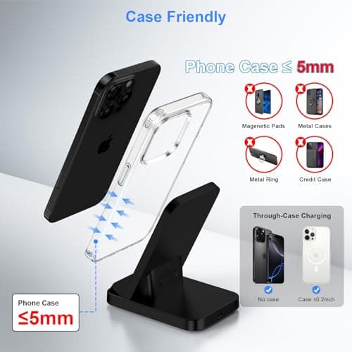 Wireless Charger Fast Charging Stand for Samsung Galaxy S26Ultra/S25/S24 Plus/S23+/S22/S21/S20/S10, Wireless Phone Charger Android Desk Charging Station for Google Pixel 10 Pro XL with 18W Adapter 5