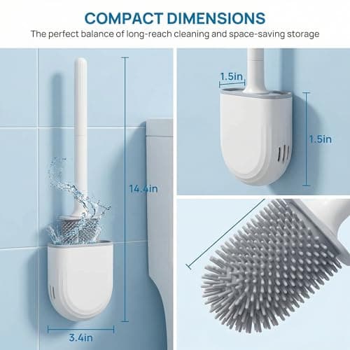 RV Silicone Toilet Brush with Holder, Toilet Bowl Brush for RV Travel Trailers/Campers, Anti-Drip Anti-Roll Compact Toilet Cleaner for Small Bathroom,Made by RVers for RVers 6
