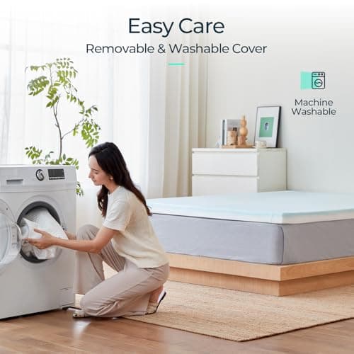 LINSY LIVING 3inch Firm Mattress Topper Twin, Extra Firm Memory Foam, Cooling Gel Infused Bed Topper with Tencel Cover, Reversible Dual Layers Mattress Pad with Removable Cover, CertiPUR-US Certified 6