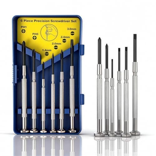 6Pcs Small Screwdriver Set, Mini Screwdriver Set, Eyeglass Repair Screwdriver with 6 Different Size Flathead and Philips Screwdrivers, Ideal for Watch, Jewelers Sold for Seven Years
