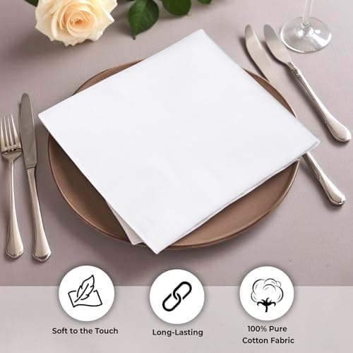 Urban Villa Cloth Napkins White Dinner Napkins Set of 12 (18X18) 100% Cotton Absorbent Washable Durable Reusable Cloth Napkins Ideal for Easter Decorations Hotel Collection Farmhouse Parties Napkins 6