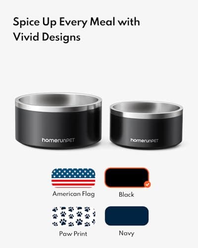 Homerunpet Double Wall Stainless Steel Dog Bowls, Non-Slip Base, Dishwasher Safe, Durable Pet Food & Water Bowl for Dogs & Cats(32oz, Black) 6