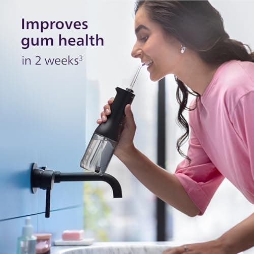 Philips Sonicare Cordless Power Flosser 3000 - Water Flosser with Innovative Quad Stream Technology, Oral Irrigator with 2 Flossing Modes and 3 Pressure Levels, IPX7 Waterproof, Black, HX3826/23 5