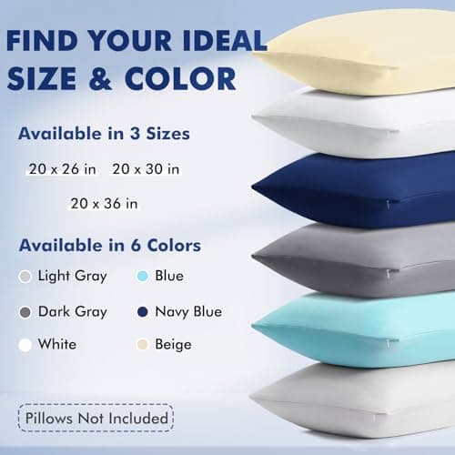 Elegear Cooling Pillow Cases for Hot Sleepers, Clean Fabric Silver Infused Cooling Pillowcase Q-Max>0.5, Soft Silky Pillowcases for Hair & Skin, Summer Zipper Pillowcase Cover Set of 2-Standard, Gray 9