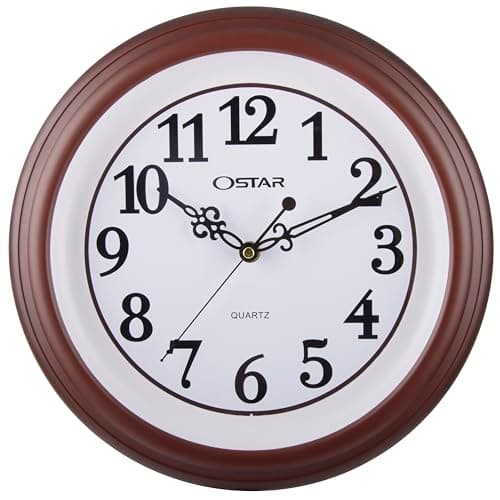 OSTAR Silent Rustic Wall Clock, Battery Operated, Vintage 12 Inch Round Clock, Living Room Bedroom Kitchen Wall Decor