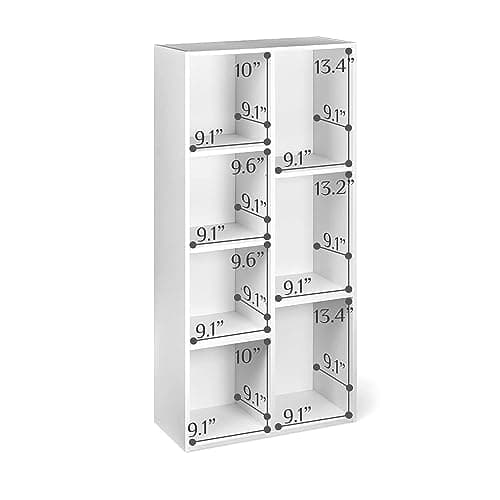 Amazon Basics 7 Cube Organizer Bookcase, Storage Shelf for Home and Office, Display Storage Organizer, Sturdy with Easy Assembly, 9.25"D x 19.49"W x 41.73"H, White 5