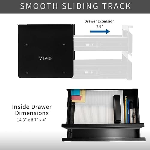 VIVO 16 inch Slide Out Dual Tier Desk Drawer, Under Desk 2 Layer Storage, Black, DESK-DR02 5