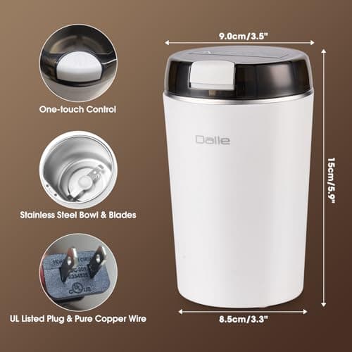 Small Coffee Grinder | 200W 28000RPM Stainless Steel Spice Grinder | Electric Find Powder Grinder for Coffee Beans Spices Seasoning Pepper Herbs Nuts Seed Grain 6