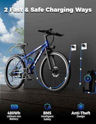Misodo Electric Bike for Adults, 1500W Peak Mountain Ebike with 25 MPH, 65 Miles Range, 7 Speeds, 48V 10Ah Removable Battery 26" Ebike for Commute 8