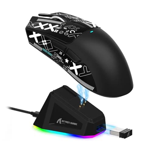 ATTACK SHARK X11 Lightweight Wireless Gaming Mouse with RGB Charging Dock,Tri-Mode-2.4G/USB-C Wired/BT,22K DPI,PAW3311 Optical Sensor,HUYU Switch, 5 programmable Buttons for PC/Mac(Black&Sticker)