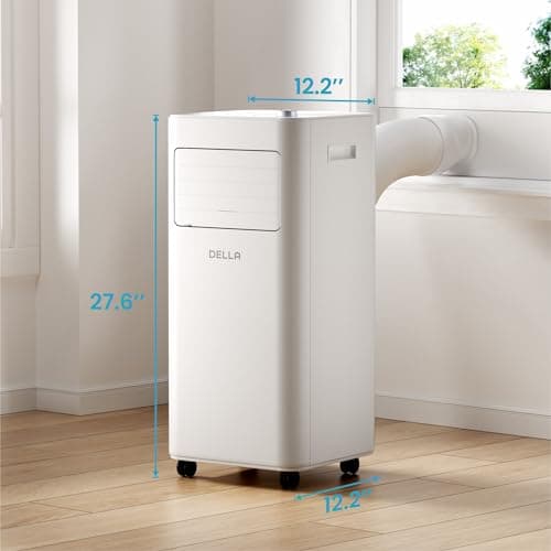DELLA Smart WiFi Enabled 10000 BTU Portable Air Conditioner Cools Up To 250 Sq. Ft. Work with Alexa,Geo Fencing Cooling, Dehumidifier & Fan Portable AC Unit w/Remote Control & Window Kit 9