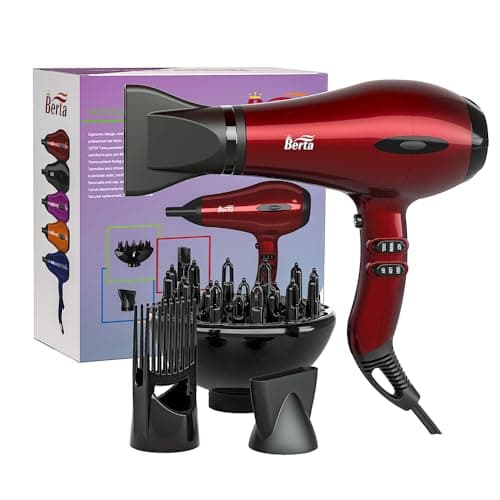 BERTA 1875W Powerful Negative Ions Hair Dryer Ceramic Professional Far Infrared Blow Dryer 2 Speeds 3 Heating Settings (3 Attachments) 7