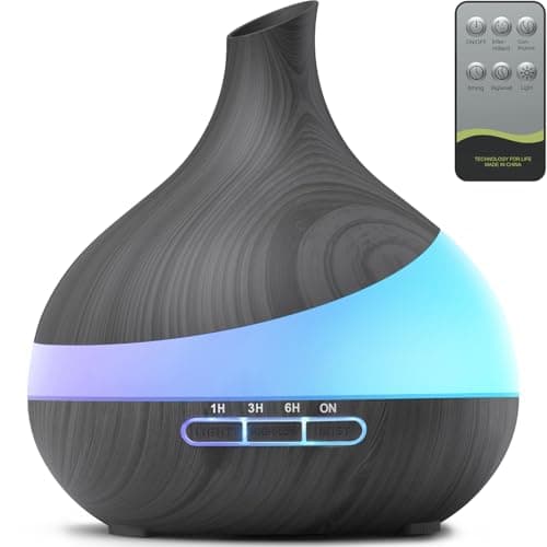 HJTHJT 500ML Essential Oil Diffuser: Aroma Diffuser with Remote Control for Hotel Spa Yoga Room - Humidifier with 14 Colors LED Night Light for Bedroom Home Relaxation (Ink Black)