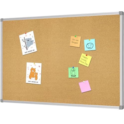 Lockways Cork Board Bulletin Board, Double Sided Corkboard 36" x 24", Wall-Mounted Aluminum Framed Message Presentation Notice Board 3 x 2