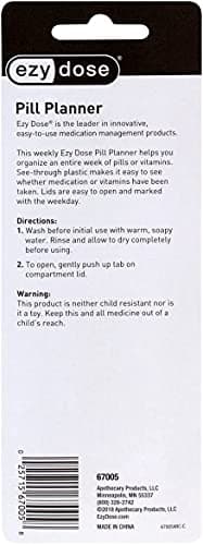 EZY DOSE Weekly (7-Day) Pill Organizer, Daily Vitamin Planner, Medicine Container, Case for Supplements and Fish Oils, Medium Compartments, Colors May Vary 6