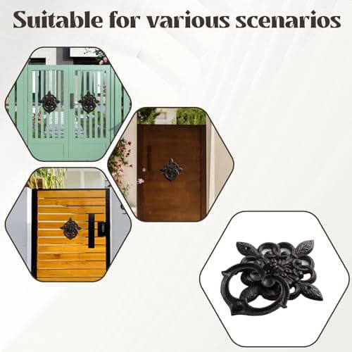 Bolifish Black Antique Front Door Knocker, Gothic Cast Iron Petal Leaf Door Handle Decoration Outdoor、Home Garden and Farmhouse (1 Pack) 7