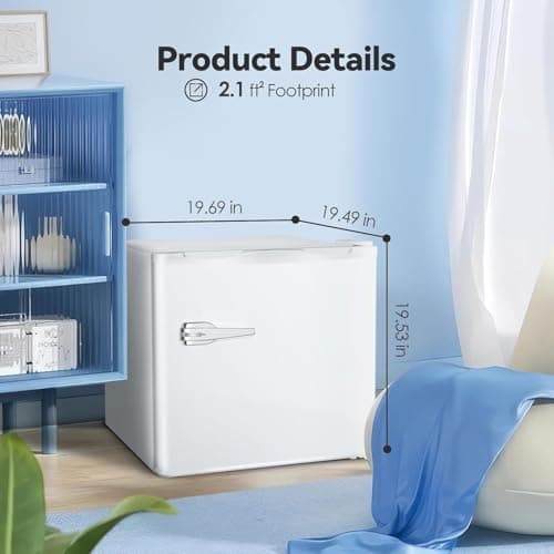 LHRIVER Mini Freezer, 1.2 Cu.ft Small Upright Freezer with Handle, Removable Shelves, 7 Adjustable Thermostat, Low Noise for Bedroom/Apartment/Office, White 5