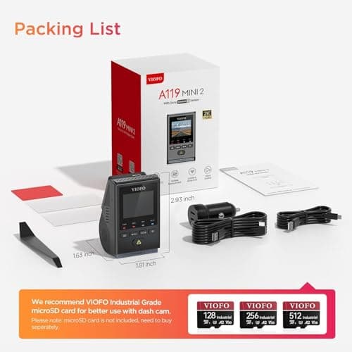 VIOFO Dash Cam A119 Mini 2, STARVIS 2 Sensor, 2K 60fps/HDR 30fps Voice Control Car Dash Camera with 5GHz Wi-Fi GPS, Night Vision 2.0, 24H Parking Mode, Supercapacitor (SD Card Not Included) 6